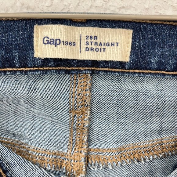 GAP Dark Blue Wash Straight Droit Jeans Size 28R - Picture 3 of 4